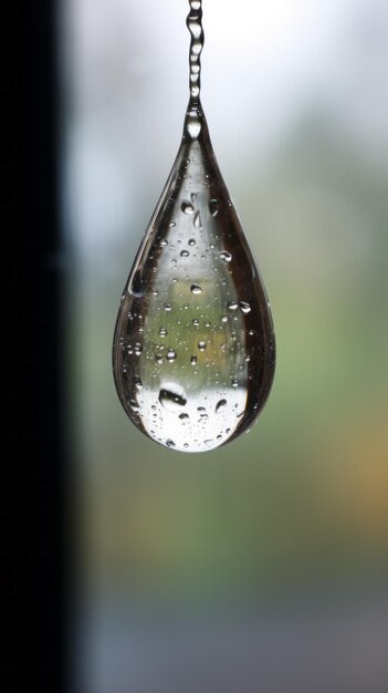 Foto una gota de agua colgando de una ventana.