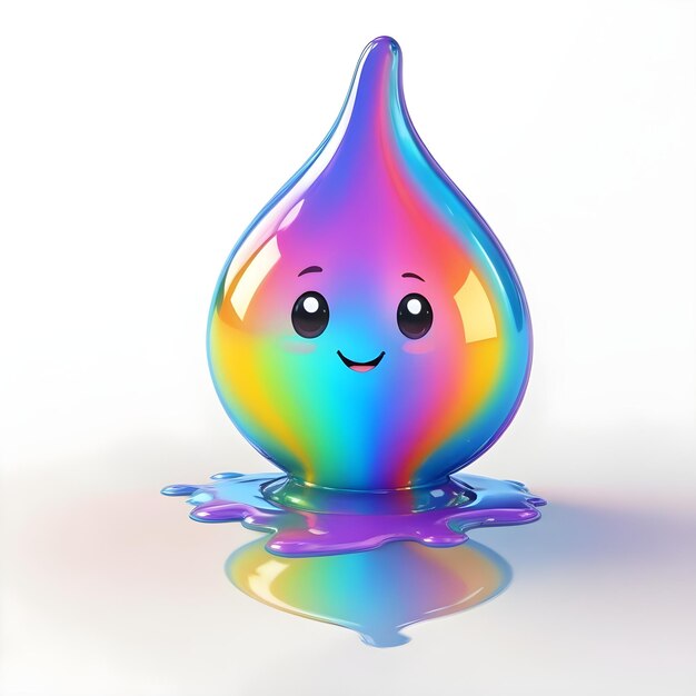 Foto una gota de agua colorida con una cara sonriente en ella