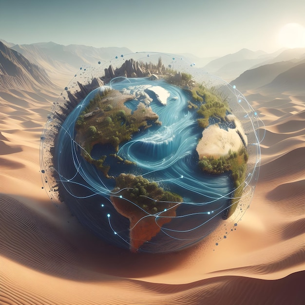 Foto gota de agua en el desierto que muestra la importancia del agua día mundial del agua imagen en las redes sociales