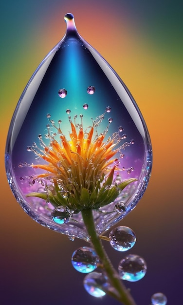 Foto una gota de agua con una flor dentro