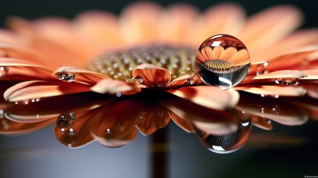 Una gota de agua en una flor