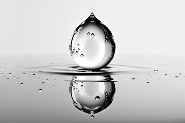 Gota de agua en el fondo blanco foto de stock en el estilo de la composición minimalista