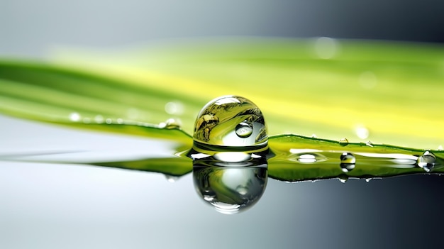 una gota de agua en una hoja