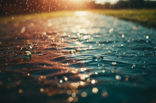 Gota de agua a la luz del sol