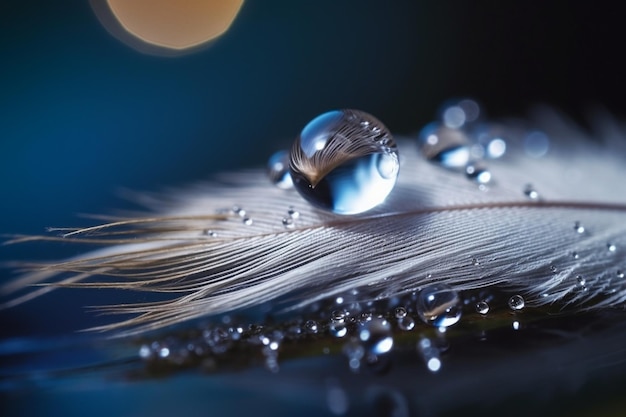 una gota de agua en una pluma