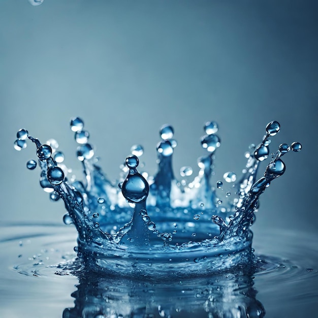 Foto una gota de agua está siendo salpicada en forma de corona con agua