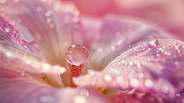 una gota de agua se sienta en una flor