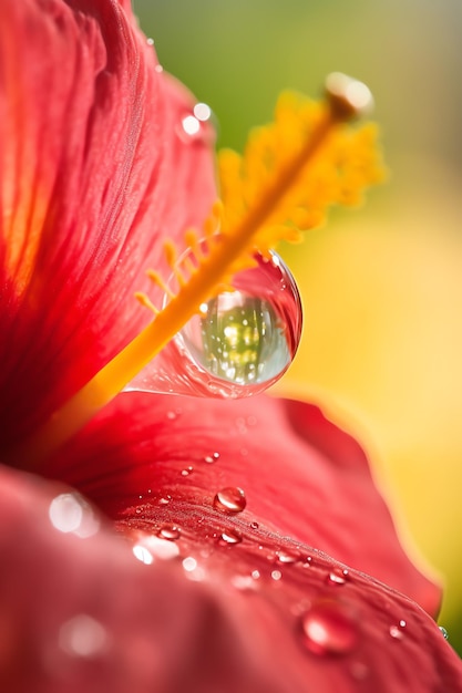 Gota de agua sobre una flor