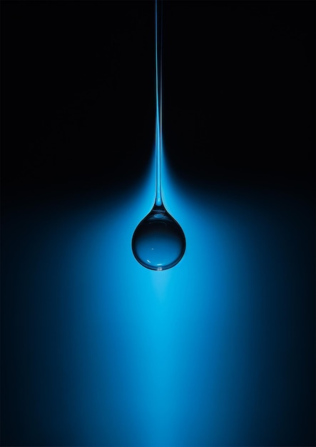 Foto gota de agua sobre un fondo azul oscuro ilustración vectorial ai generado