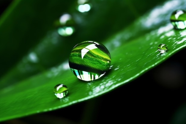 Una gota de agua sobre una hoja.