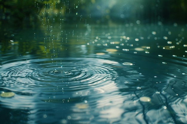 Foto una gota de agua con el sol reflejado en ella