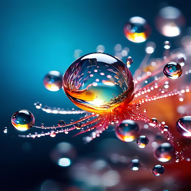 Foto una gota de agua con una telaraña en ella