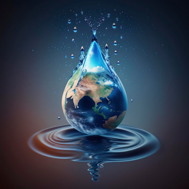 Gota de agua con tierra para el Día Mundial del Agua IA generativa