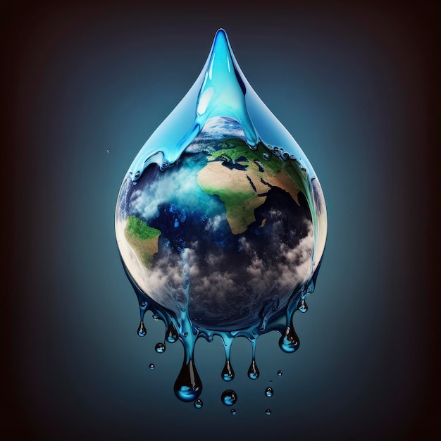 Gota de agua con tierra para el Día Mundial del Agua IA generativa