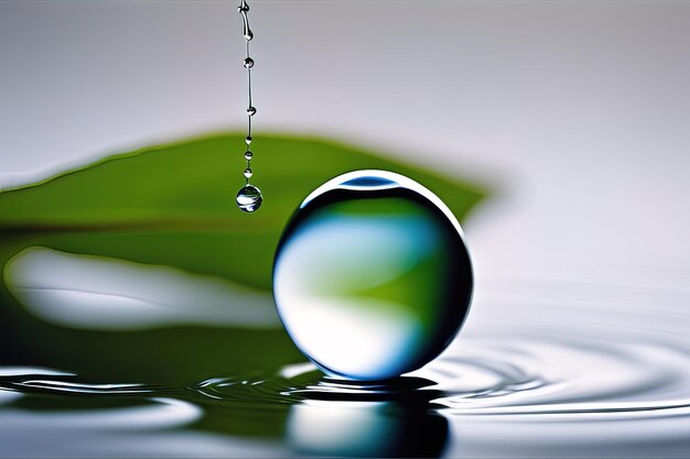gota de água com a folha gota de agua com a água da folha gotas de água na folha verde