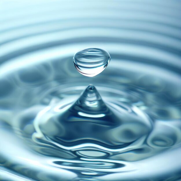 Gota de água limpa com ondas circulares