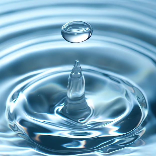Gota de água limpa com ondas circulares