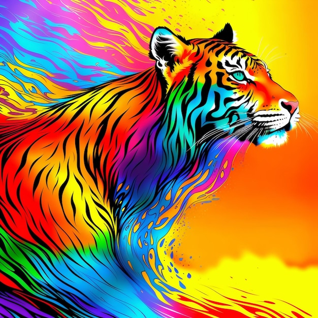 Gota de água pintada tigre colorido Generative AI