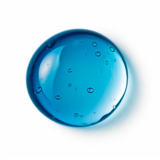 Gota de círculo azul de glicerina de água ou amostra de produto de gel cosmético isolada em fundo branco generativo ai