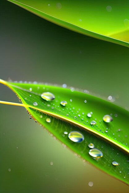 Gota de orvalho em uma folha verde