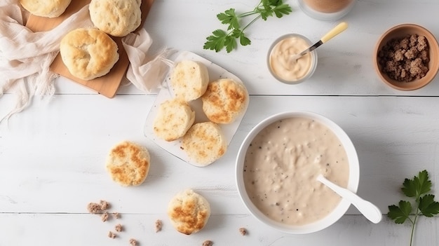 Gota de galletas y salsa de salchicha