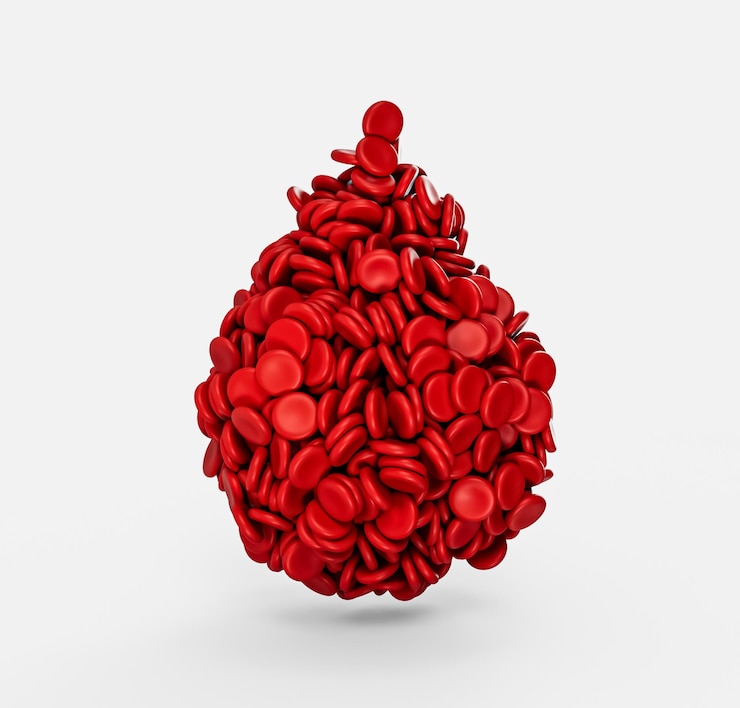 Foto gota de glóbulos rojos aislado sobre fondo blanco ilustración 3d