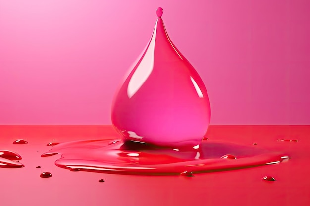 Gota de líquido rosa sobre un fondo rosa