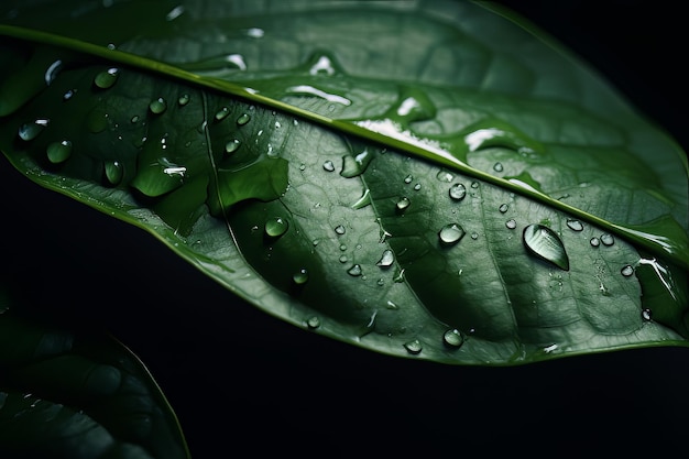 Gota de lluvia en la hoja verde Ilustración AI Generativo