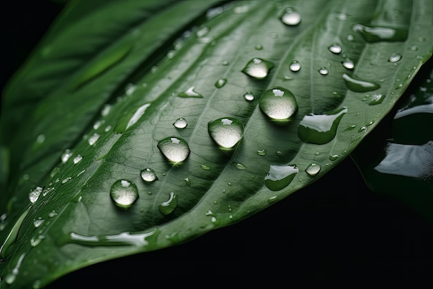 Gota de lluvia en la hoja verde Ilustración AI Generativo