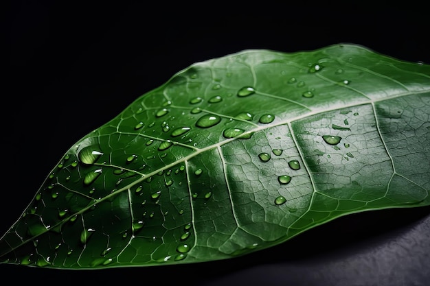 Gota de lluvia en la hoja verde Ilustración AI Generativo