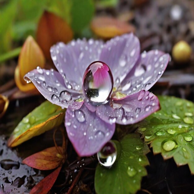 Foto la gota de lluvia nutre a la flor