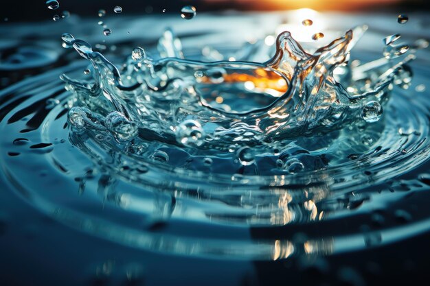 Una gota que cae sobre una superficie de agua tranquila IA generativa