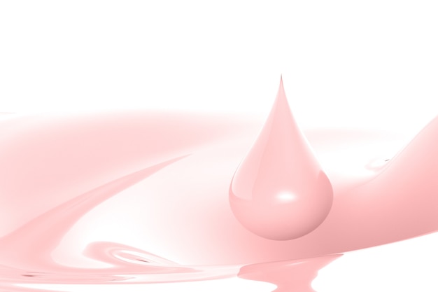 Gota de renderizado 3D de leche rosa