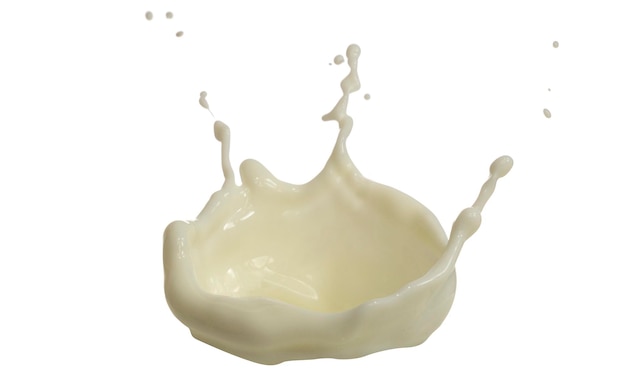 Gota de salpicaduras de leche aislada sobre fondo blanco