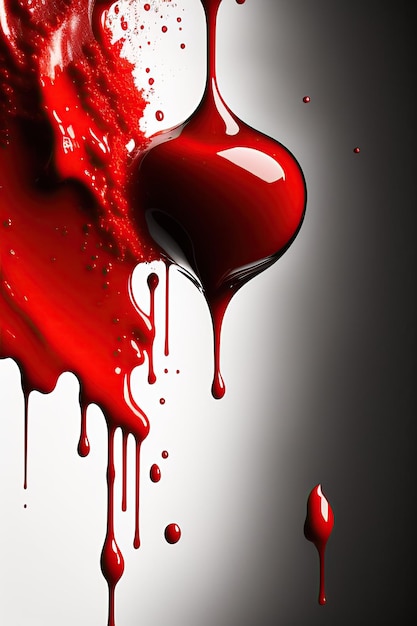 Gota de sangre o pintura roja que fluye