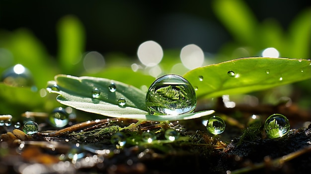 Gota sobre hoja de hierba Hyperzoom