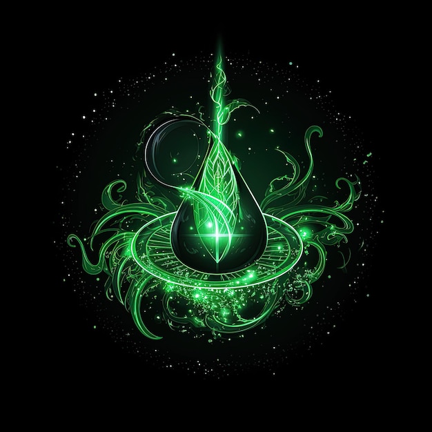 una gota verde de agua con una gota de agua verde