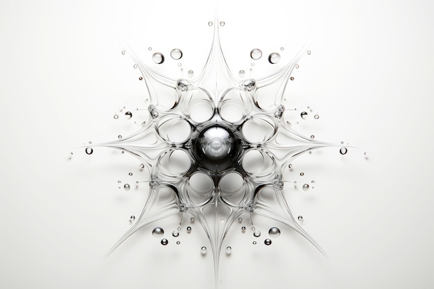 Gotas de agua abstractas en formas mágicas sobre un fondo blanco IA generativa