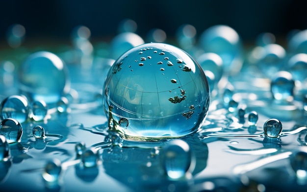 Gotas de agua adornadas con globos que crean un entorno sereno