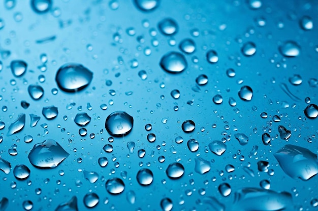 gotas de agua en una botella azul