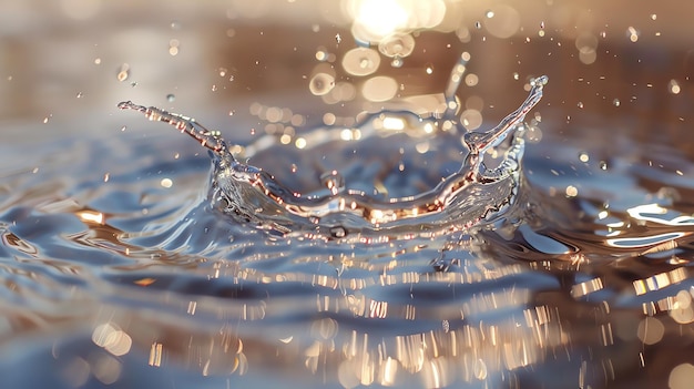 Gotas de agua capturadas en el aire con un hermoso fondo bokeh