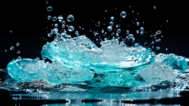 Foto gotas de agua cayendo sobre un fondo negro