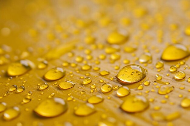 Gotas de agua cerca en una superficie amarilla