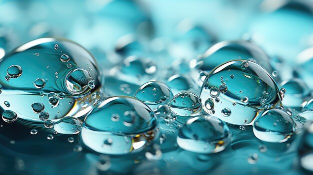 Gotas de agua clara con burbujas