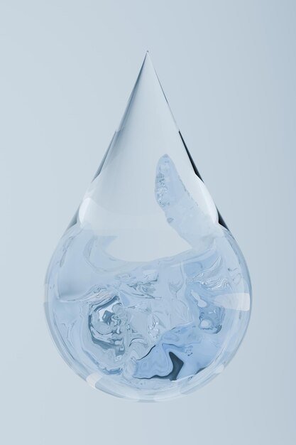 Las gotas de agua claras y de forma perfecta cuelgan en el aire capturando y reflejando la luz. El interior presenta patrones giratorios que muestran la belleza de las formas líquidas de una manera artística.