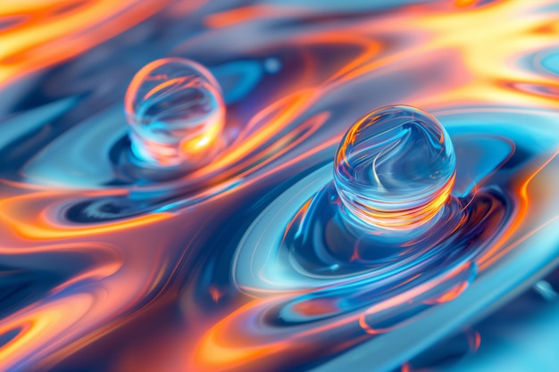 Foto gotas de agua en colores arte abstracto en 3d