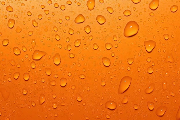 Gotas de agua de colores sobre un fondo naranja