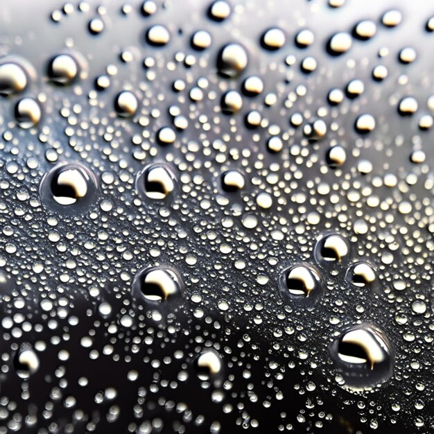 Foto gotas de agua de condensación sobre un fondo de vidrio plateado