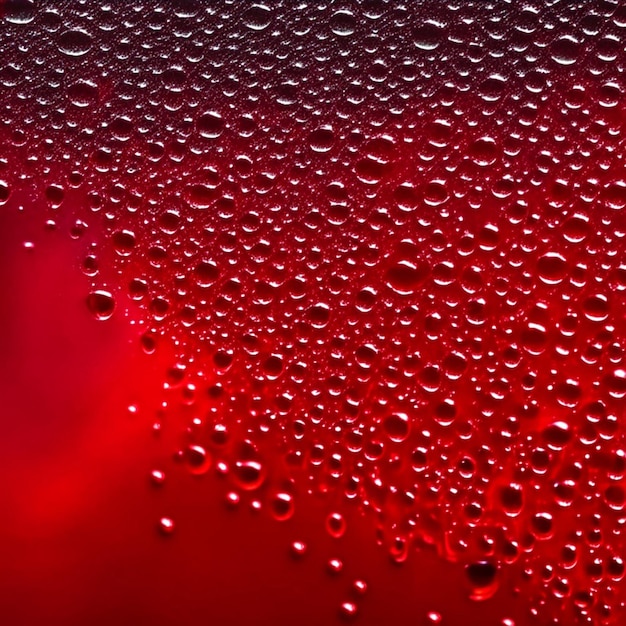 Foto gotas de agua de condensación sobre un fondo de vidrio rojo