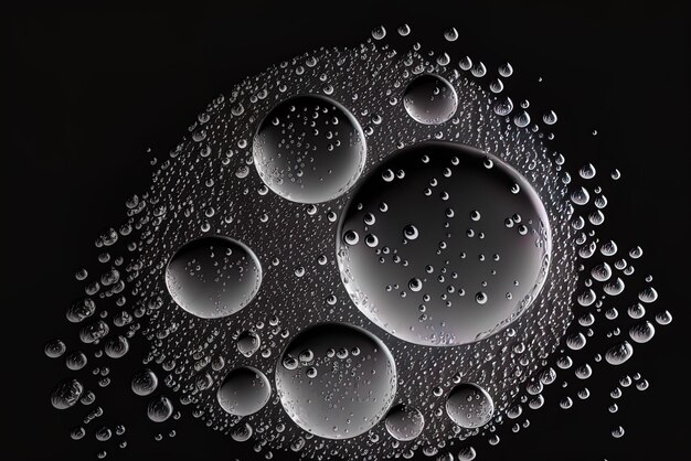 Las gotas de agua se condensan en una superficie de vidrio negro